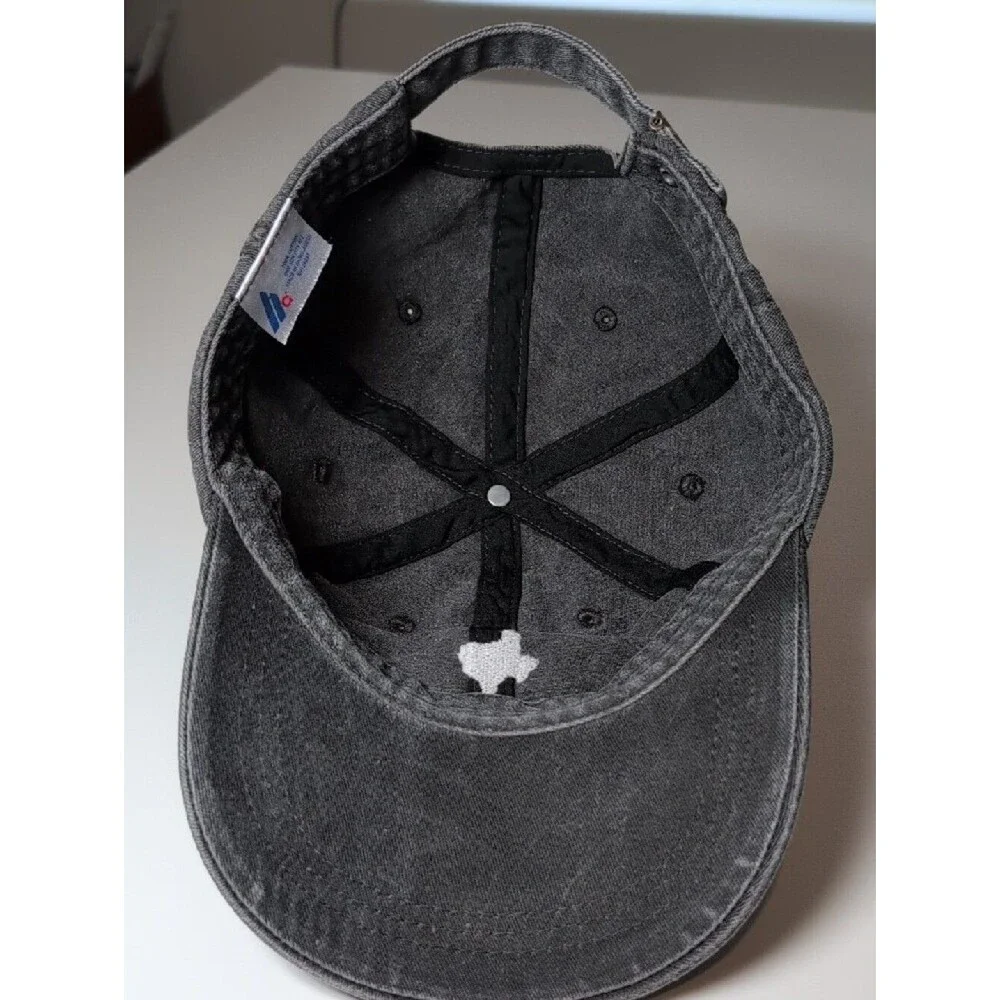 Texas Washed Black Cap with state icon shape on front